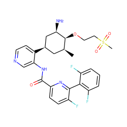 C[C@H]1C[C@@H](c2ccncc2NC(=O)c2ccc(F)c(-c3c(F)cccc3F)n2)C[C@@H](N)[C@H]1OCCS(C)(=O)=O ZINC000207214254