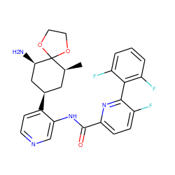 C[C@H]1C[C@@H](c2ccncc2NC(=O)c2ccc(F)c(-c3c(F)cccc3F)n2)C[C@@H](N)C12OCCO2 ZINC000207319118