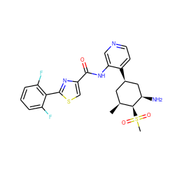 C[C@H]1C[C@@H](c2ccncc2NC(=O)c2csc(-c3c(F)cccc3F)n2)C[C@@H](N)[C@H]1S(C)(=O)=O ZINC000149188105