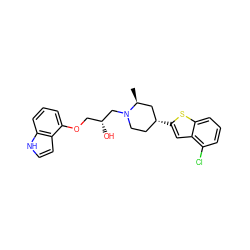 C[C@H]1C[C@H](c2cc3c(Cl)cccc3s2)CCN1C[C@H](O)COc1cccc2[nH]ccc12 ZINC000013535701