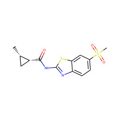 C[C@H]1C[C@H]1C(=O)Nc1nc2ccc(S(C)(=O)=O)cc2s1 ZINC000003346934