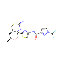 C[C@H]1C[C@H]2CSC(=N)N[C@@]2(c2nc(NC(=O)c3ccn(C(F)F)n3)cs2)CO1 ZINC001772580898