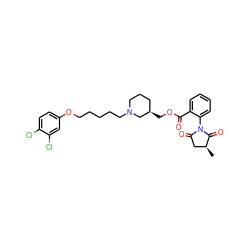 C[C@H]1CC(=O)N(c2ccccc2C(=O)OC[C@@H]2CCCN(CCCCCOc3ccc(Cl)c(Cl)c3)C2)C1=O ZINC000073197652