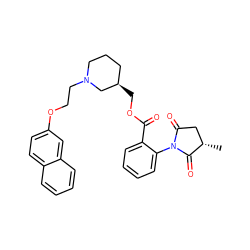 C[C@H]1CC(=O)N(c2ccccc2C(=O)OC[C@@H]2CCCN(CCOc3ccc4ccccc4c3)C2)C1=O ZINC000073198707