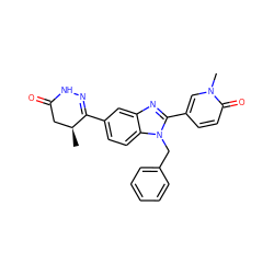 C[C@H]1CC(=O)NN=C1c1ccc2c(c1)nc(-c1ccc(=O)n(C)c1)n2Cc1ccccc1 ZINC001772581799