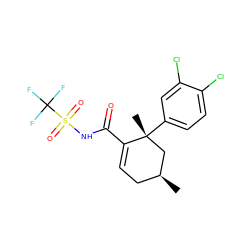 C[C@H]1CC=C(C(=O)NS(=O)(=O)C(F)(F)F)[C@](C)(c2ccc(Cl)c(Cl)c2)C1 ZINC000142518138