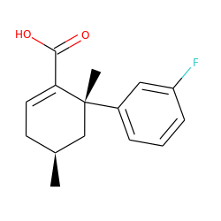 C[C@H]1CC=C(C(=O)O)[C@](C)(c2cccc(F)c2)C1 ZINC000142529457