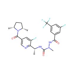 C[C@H]1CC[C@@H](C)N1C(=O)c1cnc([C@@H](C)NC(=O)N(C)NC(=O)c2cc(F)cc(C(F)(F)F)c2)c(F)c1 ZINC000049766606