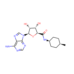 C[C@H]1CC[C@@H](NC(=O)[C@H]2O[C@@H](n3cnc4c(N)ncnc43)[C@H](O)[C@@H]2O)CC1 ZINC000101622110