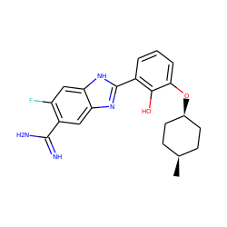 C[C@H]1CC[C@@H](Oc2cccc(-c3nc4cc(C(=N)N)c(F)cc4[nH]3)c2O)CC1 ZINC000253665582