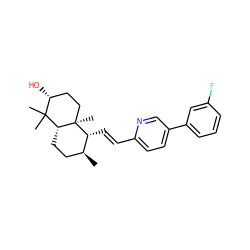 C[C@H]1CC[C@@H]2C(C)(C)[C@H](O)CC[C@@]2(C)[C@@H]1/C=C/c1ccc(-c2cccc(F)c2)cn1 ZINC001772628780