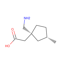 C[C@H]1CC[C@](CN)(CC(=O)O)C1 ZINC000033961502