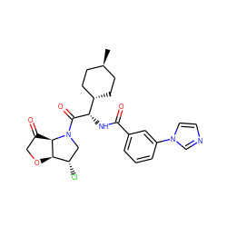 C[C@H]1CC[C@H]([C@H](NC(=O)c2cccc(-n3ccnc3)c2)C(=O)N2C[C@H](Cl)[C@H]3OCC(=O)[C@H]32)CC1 ZINC000261075891