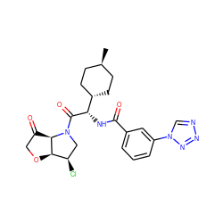 C[C@H]1CC[C@H]([C@H](NC(=O)c2cccc(-n3cnnn3)c2)C(=O)N2C[C@@H](Cl)[C@H]3OCC(=O)[C@H]32)CC1 ZINC000261079779