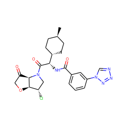 C[C@H]1CC[C@H]([C@H](NC(=O)c2cccc(-n3cnnn3)c2)C(=O)N2C[C@H](Cl)[C@H]3OCC(=O)[C@H]32)CC1 ZINC000261079775