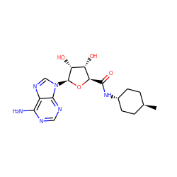 C[C@H]1CC[C@H](NC(=O)[C@H]2O[C@@H](n3cnc4c(N)ncnc43)[C@H](O)[C@@H]2O)CC1 ZINC000101622105