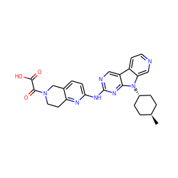 C[C@H]1CC[C@H](n2c3cnccc3c3cnc(Nc4ccc5c(n4)CCN(C(=O)C(=O)O)C5)nc32)CC1 ZINC000261121906