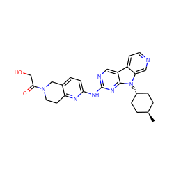 C[C@H]1CC[C@H](n2c3cnccc3c3cnc(Nc4ccc5c(n4)CCN(C(=O)CO)C5)nc32)CC1 ZINC000253387849