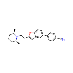 C[C@H]1CCC[C@@H](C)N1CCc1cc2cc(-c3ccc(C#N)cc3)ccc2o1 ZINC000013589401