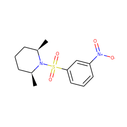 C[C@H]1CCC[C@@H](C)N1S(=O)(=O)c1cccc([N+](=O)[O-])c1 ZINC000016676942