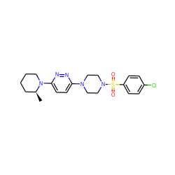 C[C@H]1CCCCN1c1ccc(N2CCN(S(=O)(=O)c3ccc(Cl)cc3)CC2)nn1 ZINC000020776963