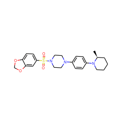 C[C@H]1CCCCN1c1ccc(N2CCN(S(=O)(=O)c3ccc4c(c3)OCO4)CC2)cc1 ZINC001772650329