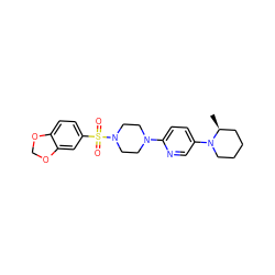 C[C@H]1CCCCN1c1ccc(N2CCN(S(=O)(=O)c3ccc4c(c3)OCO4)CC2)nc1 ZINC001772655369