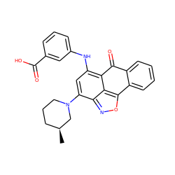 C[C@H]1CCCN(c2cc(Nc3cccc(C(=O)O)c3)c3c4c(onc24)-c2ccccc2C3=O)C1 ZINC000003742045