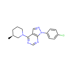 C[C@H]1CCCN(c2ncnc3c2cnn3-c2ccc(Cl)cc2)C1 ZINC000000536021