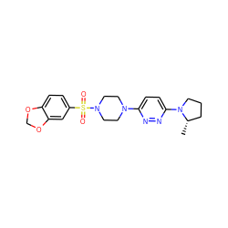 C[C@H]1CCCN1c1ccc(N2CCN(S(=O)(=O)c3ccc4c(c3)OCO4)CC2)nn1 ZINC001772625089