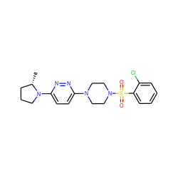 C[C@H]1CCCN1c1ccc(N2CCN(S(=O)(=O)c3ccccc3Cl)CC2)nn1 ZINC001772615514