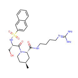 C[C@H]1CCN(C(=O)[C@H](CO)NS(=O)(=O)c2ccc3ccccc3c2)[C@H](C(=O)NCCCCN=C(N)N)C1 ZINC000013436152