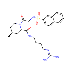 C[C@H]1CCN(C(=O)CNS(=O)(=O)c2ccc3ccccc3c2)[C@H](C(=O)NCCCCN=C(N)N)C1 ZINC000013436158