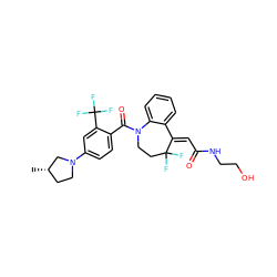 C[C@H]1CCN(c2ccc(C(=O)N3CCC(F)(F)/C(=C\C(=O)NCCO)c4ccccc43)c(C(F)(F)F)c2)C1 ZINC000049757022