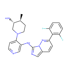 C[C@H]1CCN(c2ccncc2Nc2ncc3ccc(-c4c(F)cccc4F)nn23)C[C@@H]1N ZINC000144386672