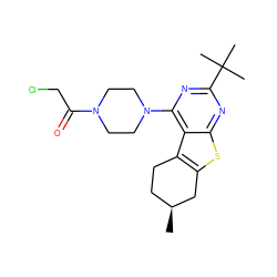 C[C@H]1CCc2c(sc3nc(C(C)(C)C)nc(N4CCN(C(=O)CCl)CC4)c23)C1 ZINC000001372094