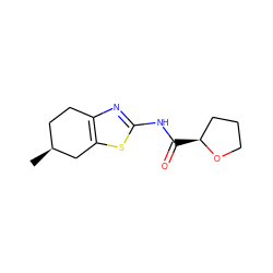 C[C@H]1CCc2nc(NC(=O)[C@H]3CCCO3)sc2C1 ZINC000001053861