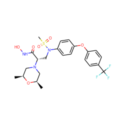 C[C@H]1CN([C@@H](CN(c2ccc(Oc3ccc(C(F)(F)F)cc3)cc2)S(C)(=O)=O)C(=O)NO)C[C@@H](C)O1 ZINC000029039858