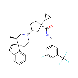 C[C@H]1CN([C@@H]2CC[C@@](C(=O)NCc3cc(F)cc(C(F)(F)F)c3)(C3CC3)C2)CC[C@]12C=Cc1ccccc12 ZINC000028704094