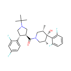 C[C@H]1CN(C(=O)[C@@H]2CN(C(C)(C)C)C[C@H]2c2ccc(F)cc2F)C[C@@H](C)[C@]1(O)c1c(F)cccc1F ZINC000101338033