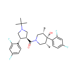 C[C@H]1CN(C(=O)[C@@H]2CN(C(C)(C)C)C[C@H]2c2ccc(F)cc2F)C[C@@H](C)[C@]1(O)c1ccc(F)cc1F ZINC000101338029