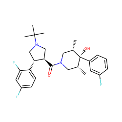 C[C@H]1CN(C(=O)[C@@H]2CN(C(C)(C)C)C[C@H]2c2ccc(F)cc2F)C[C@@H](C)[C@]1(O)c1cccc(F)c1 ZINC000101338036