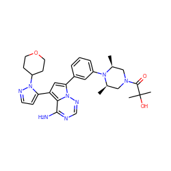 C[C@H]1CN(C(=O)C(C)(C)O)C[C@@H](C)N1c1cccc(-c2cc(-c3ccnn3C3CCOCC3)c3c(N)ncnn23)c1 ZINC001772602585