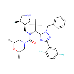 C[C@H]1CN(C(=O)N(C[C@@H]2CNC[C@@H]2F)[C@@H](c2nc(-c3cc(F)ccc3F)nn2Cc2ccccc2)C(C)(C)C)C[C@@H](C)O1 ZINC000096174212