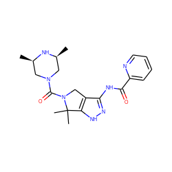 C[C@H]1CN(C(=O)N2Cc3c(NC(=O)c4ccccn4)n[nH]c3C2(C)C)C[C@@H](C)N1 ZINC000114184390