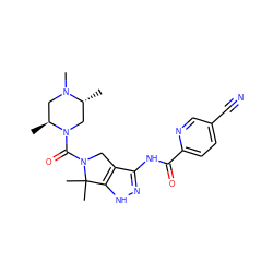 C[C@H]1CN(C)[C@H](C)CN1C(=O)N1Cc2c(NC(=O)c3ccc(C#N)cn3)n[nH]c2C1(C)C ZINC000114183141