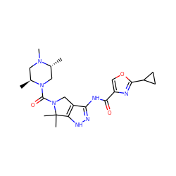 C[C@H]1CN(C)[C@H](C)CN1C(=O)N1Cc2c(NC(=O)c3coc(C4CC4)n3)n[nH]c2C1(C)C ZINC000114183287