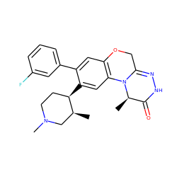 C[C@H]1CN(C)CC[C@H]1c1cc2c(cc1-c1cccc(F)c1)OCC1=NNC(=O)[C@@H](C)N12 ZINC000299826318