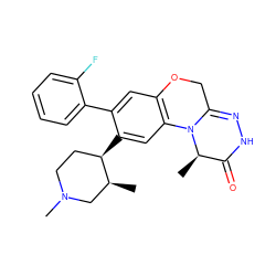 C[C@H]1CN(C)CC[C@H]1c1cc2c(cc1-c1ccccc1F)OCC1=NNC(=O)[C@@H](C)N12 ZINC000217640145