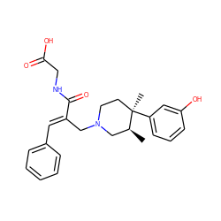 C[C@H]1CN(C/C(=C\c2ccccc2)C(=O)NCC(=O)O)CC[C@@]1(C)c1cccc(O)c1 ZINC000207549915